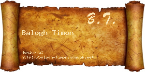 Balogh Timon névjegykártya